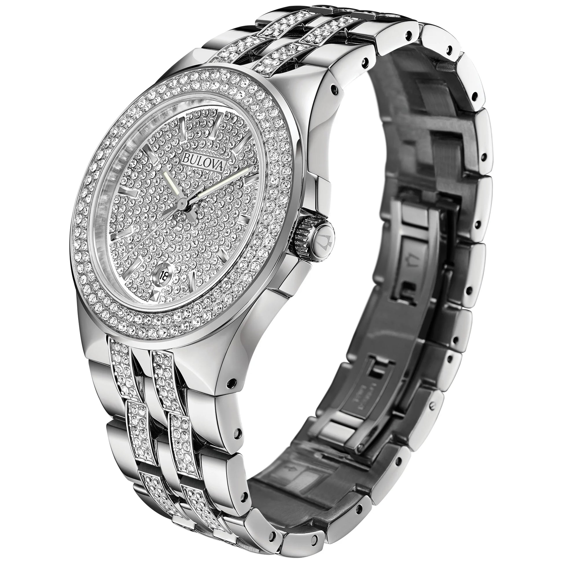 Men'S Crystal Stainless Steel Watch 96B235