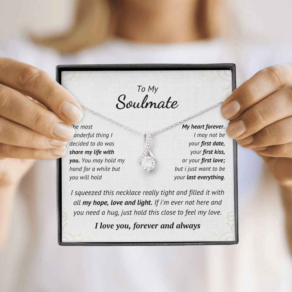 To Soulmate Necklace Gift for Girlfriend Wife Birthday Valentines Day Christmas