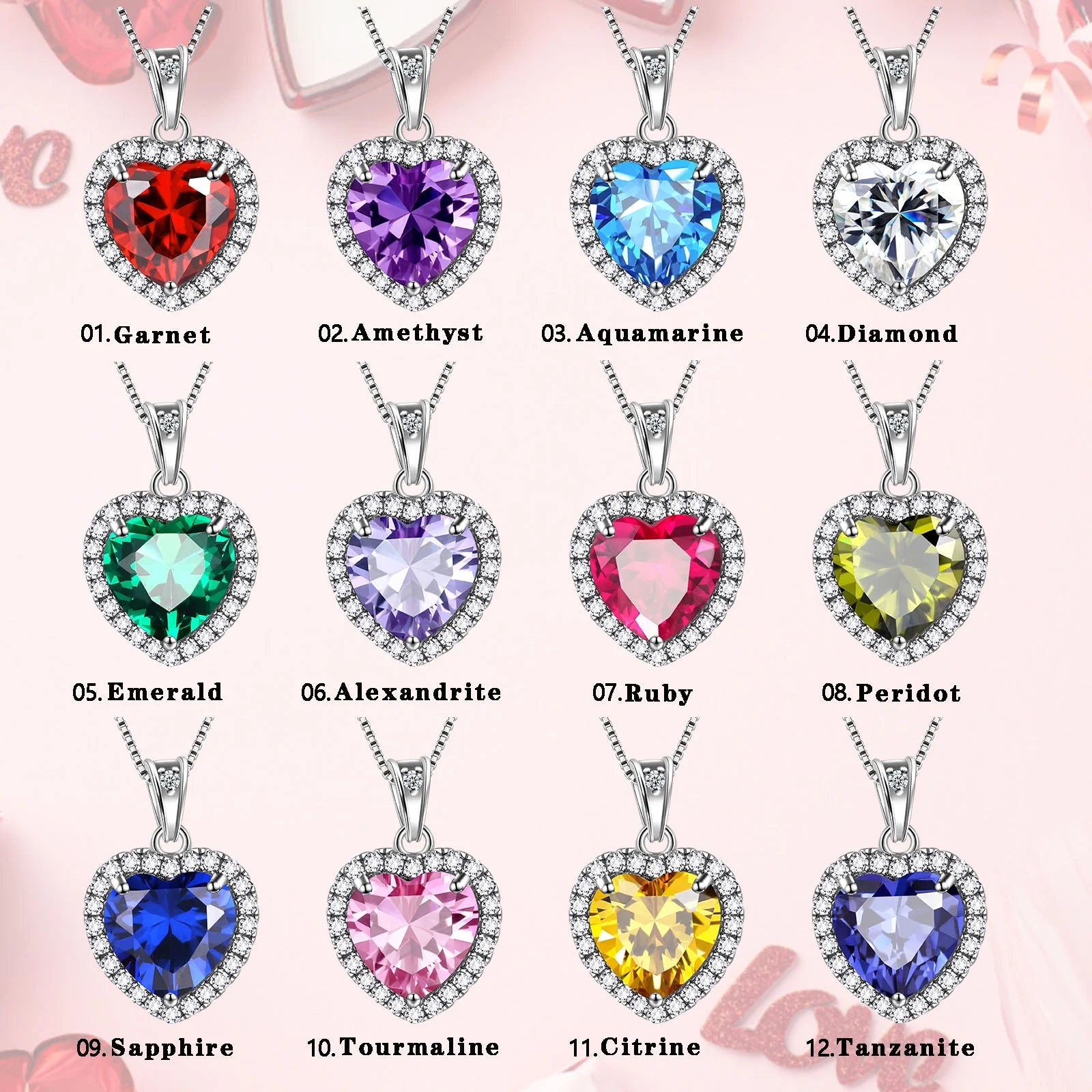 June Birthstone Jewelry Sets Women Alexandrite Heart Jewelry Set Necklace Earrings 925 Sterling Silver Fine Jewelry Birthday Mother'S Day Gifts