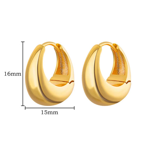 U Shape Hoop Earrings for Women Smooth Gold Color Stainless Steel Earrings Female Classic Statement Wedding Ear Jewelry Aretes