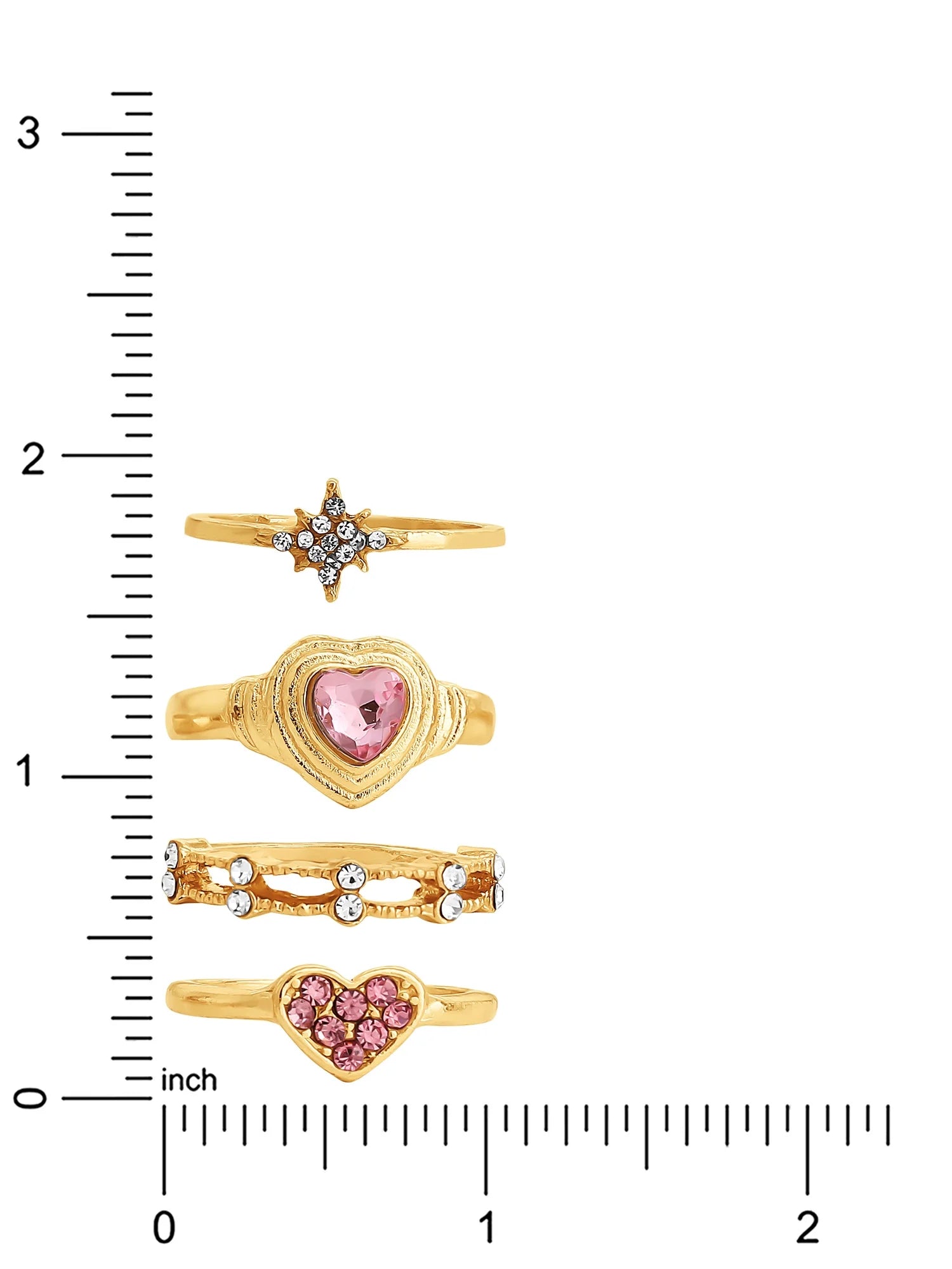 Heart Ring Set, Set of 5